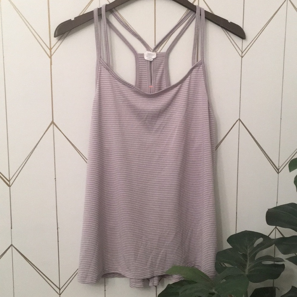 Lilac and gray striped tank